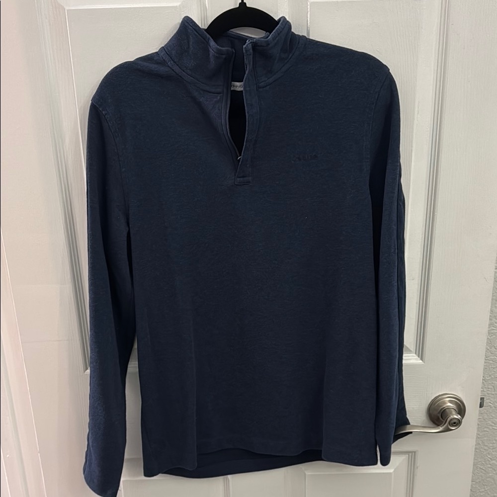 Calvin Klein Navy Quarter Zip Pullover Top